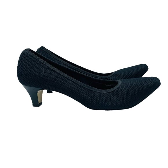 Walking Cradles Shoes Womens Size 9 M Black Heels Comfort Slip On Stretch Kitten - Picture 1 of 11
